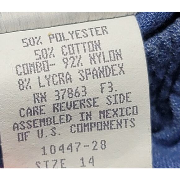 Blair Blue Pleated Pull On Slashed Pockets Pants 14 Lightweight Elastic Waist - Picture 7 of 7